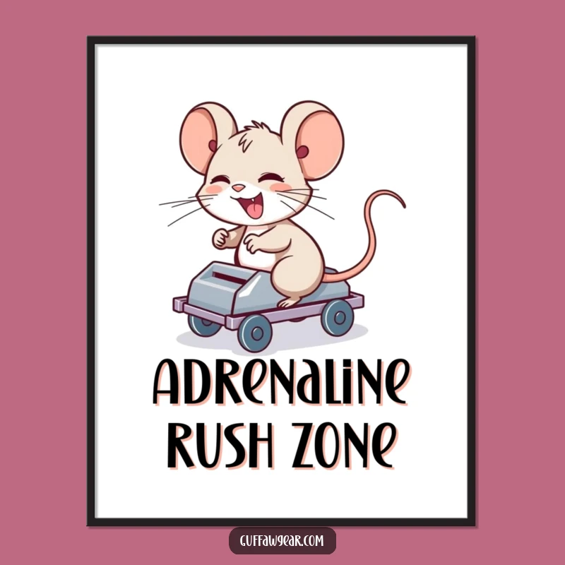 Funny Mouse Trap Rider Poster: Giggling Computer Mouse Art Print
