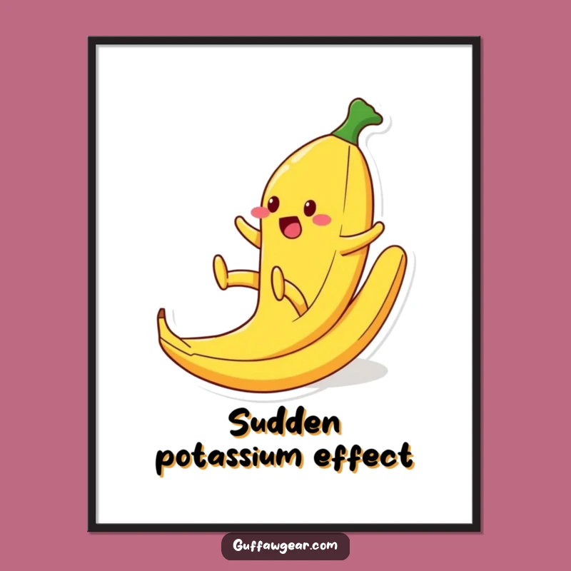 Funny Banana Peel Slip Food Character Poster: Hilarious Wall Art for Laughs
