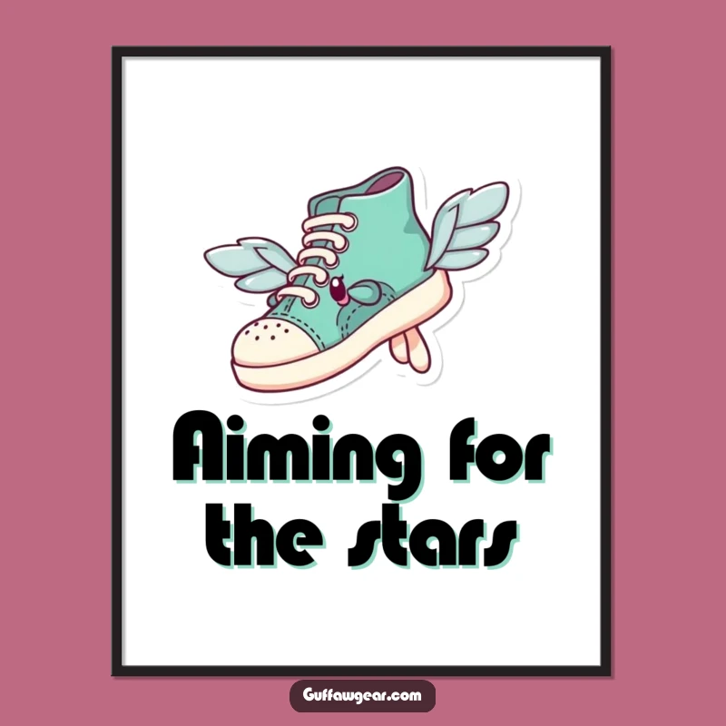 Funny Flying Shoe Poster: Whimsical Wall Art for Aspiring Dreamers