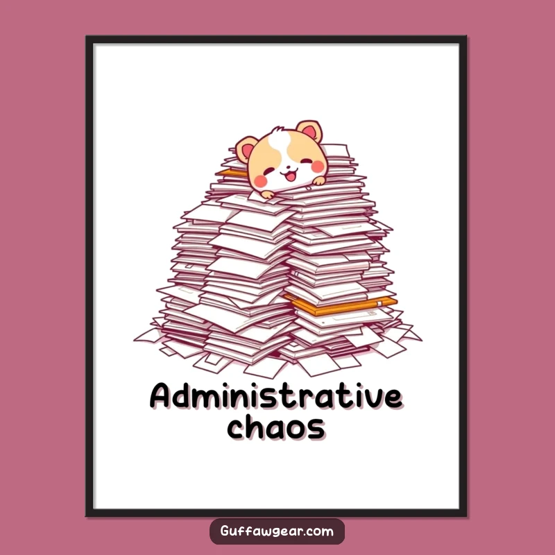 Funny Paperwork Pile-Up Animal Poster: Hilarious Office Wall Art