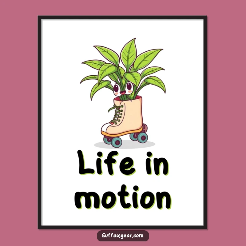 Funny Roller Skating Plant Poster: Hilarious Wall Art for Plant & Skate Fans