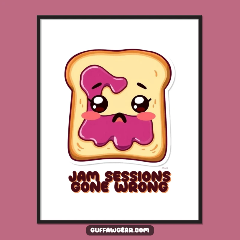 Funny Startled Toast Jam Poster - Hilarious Cartoon Wall Art for Breakfast Lovers