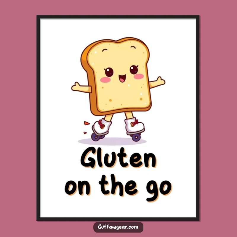 Funny Kawaii Toast Poster: Hilarious Breakfast Skater Art Gift