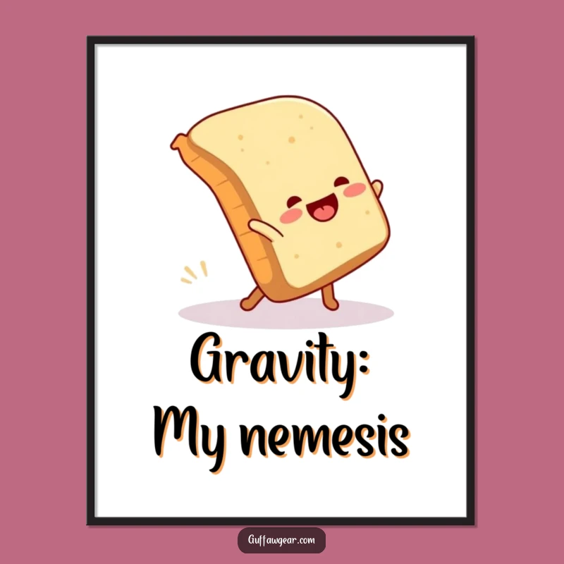 Funny Bread Cartwheel Fail Poster - Whimsical Wall Art