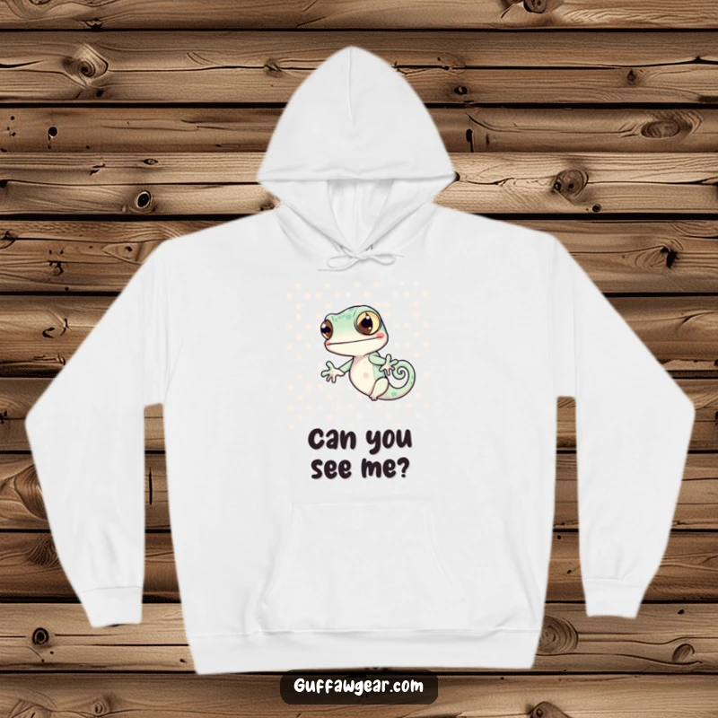 Funny Chameleon Blending Fail Hoodie: A chameleon fails hilariously to match polka dots, a warm and humorous design.