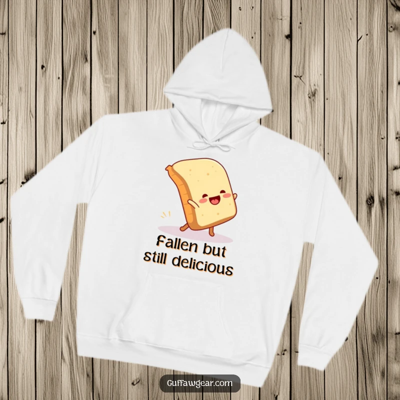 Funny hoodie with a bread loaf joyfully attempting a cartwheel, only to comically fall over, a charmingly clumsy design.