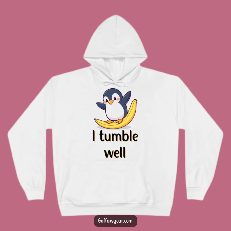 Funny Penguin Banana Slip Hoodie: Cozy Drama, Perfect Gift for Chilly Laughs