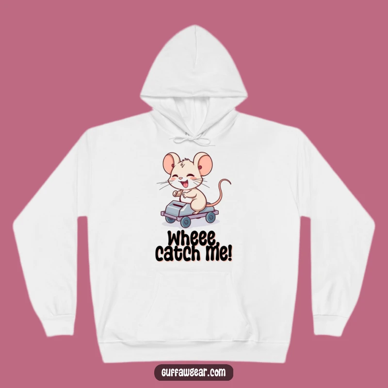Funny Mouse Trap Rider Hoodie: Giggling Computer Mouse Cozy Sweatshirt