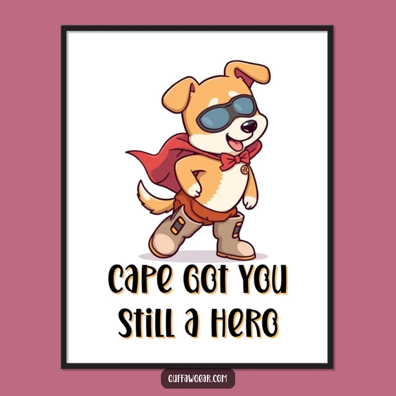 Free Printable Funny Dog Superhero Wall Art: Clumsy Heroic Trip Downloadable