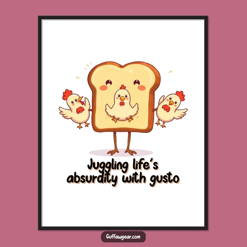 Free Printable Wall Art: Juggling Toast Humorous Downloadable Decor for Quirky Spaces