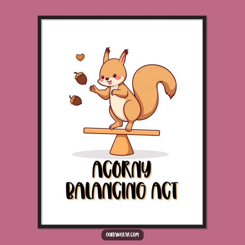 Free Printable Wall Art: Squirrel's Balancing Act - Quirky Downloadable Art!