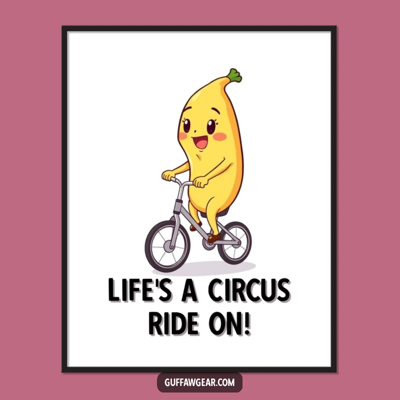 Happy Banana Unicycle Free Printable Wall Art - Whimsical Downloadable Art