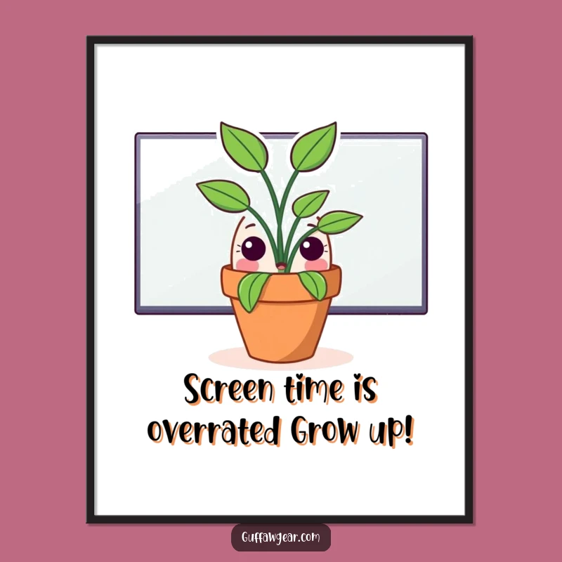Funny Potted Plant Free Printable Wall Art - Hilarious Monitor Surprise Downloadable Art