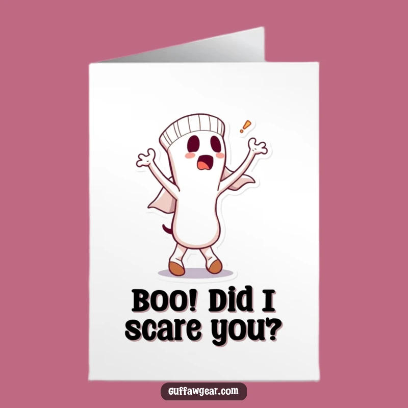 Free Printable Birthday Card: Dancing Sock Unleashes Bewildered Ghost Funny Downloadable