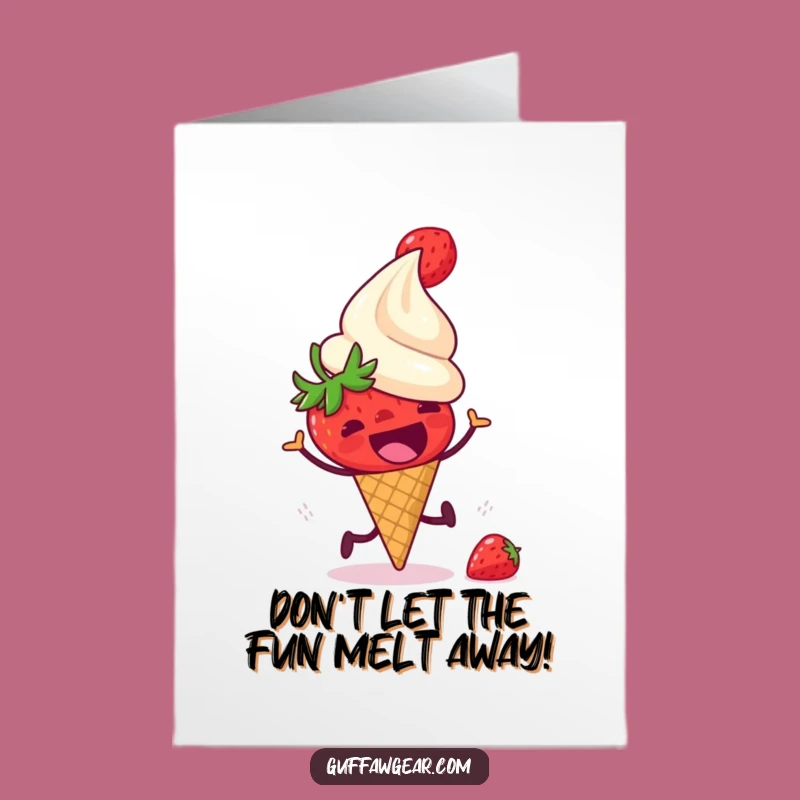 Free Printable Birthday Card: Strawberry Chase, Funny Dessert Duo, Downloadable Gift!