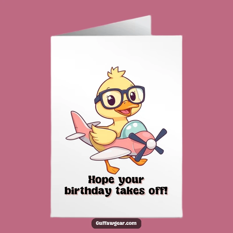 Free Printable Birthday Card: Goofy Duck Pilot - Funny Downloadable Gift for Aviators!
