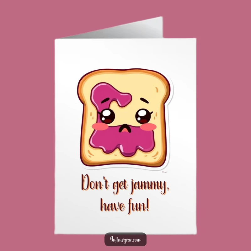 Free Printable Birthday Card: Startled Toast Jam Face Funny DIY Downloadable Gift