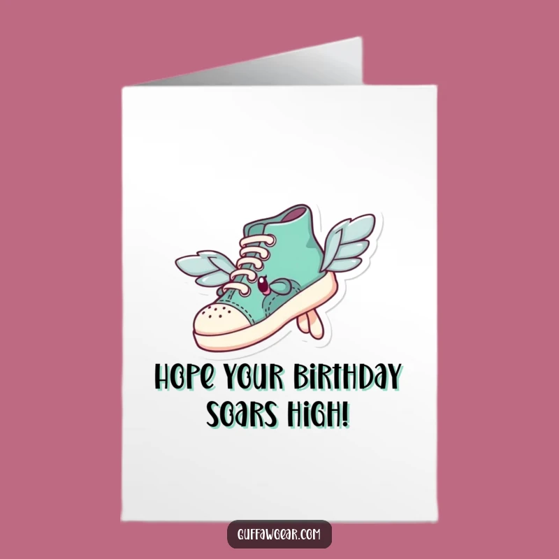 Free Printable Funny Flying Shoe Birthday Card - Quirky Downloadable Gift