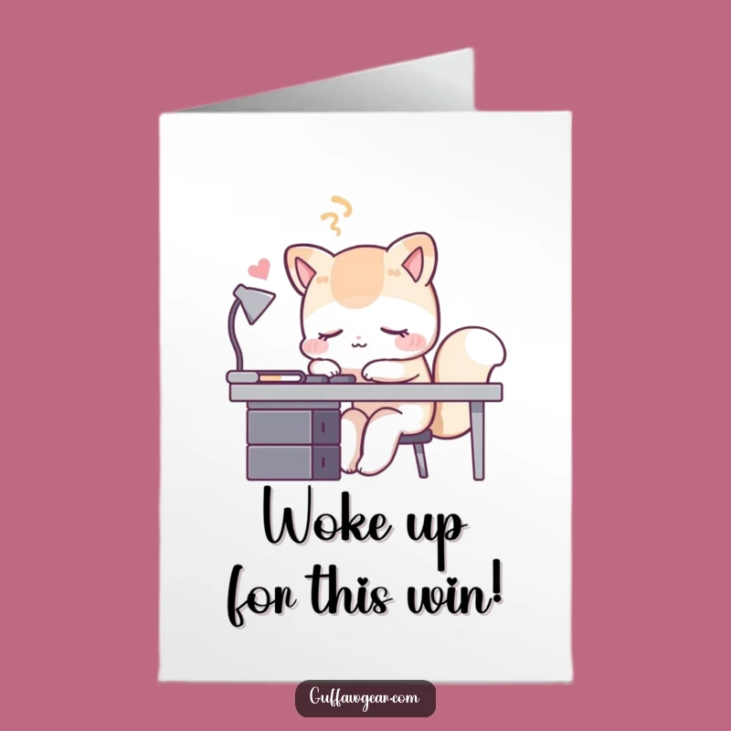 Free Printable Congrats Card: Funny Napping Desk Animal for a Cheerful Downloadable Gift