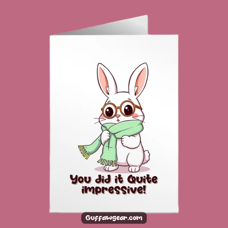 Free Printable Funny Rabbit Knitter Congratulations Card: Scarf Success Downloadable