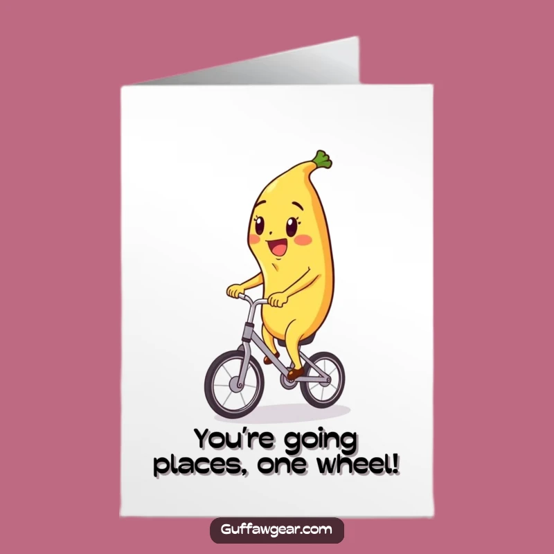 Banana Unicycle Free Printable Congratulations Card - Whimsical Downloadable Gift