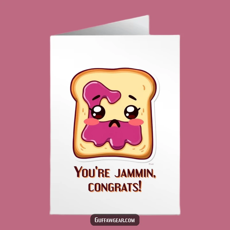 Free Printable Congrats Card: Startled Toast Jam Face Funny DIY Downloadable Gift