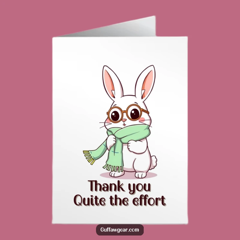Free Printable Funny Rabbit Knitter Thank You Card: Long Scarf Thanks Downloadable
