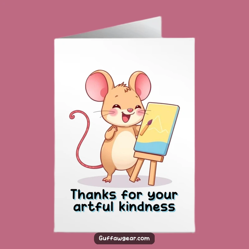 Free Printable Thank You Card: Artistic Mouse, Sweet DIY Downloadable Gift for Helpers