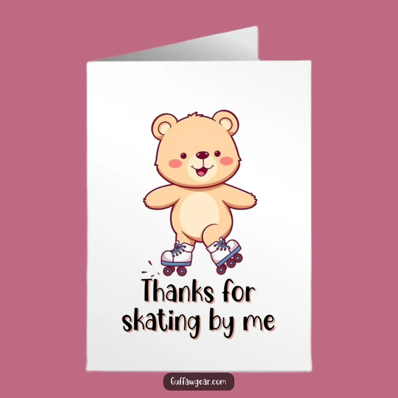 Free Printable Thank You Card: Grateful Bear Skater - Your Funny Downloadable Gift!