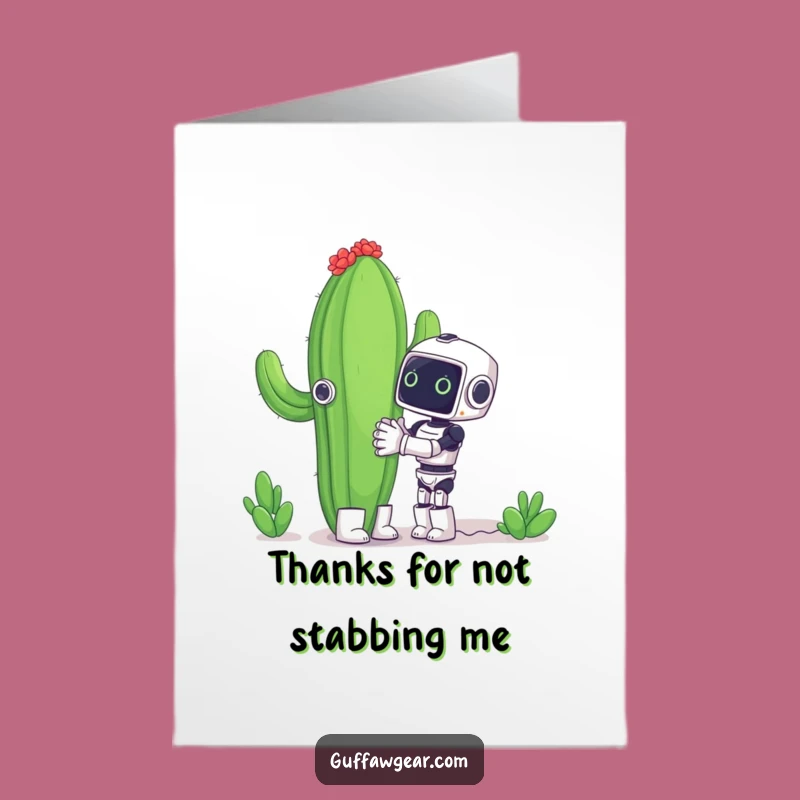 Free Printable Thank You Card, Funny Robot Cactus Design, Downloadable Appreciation