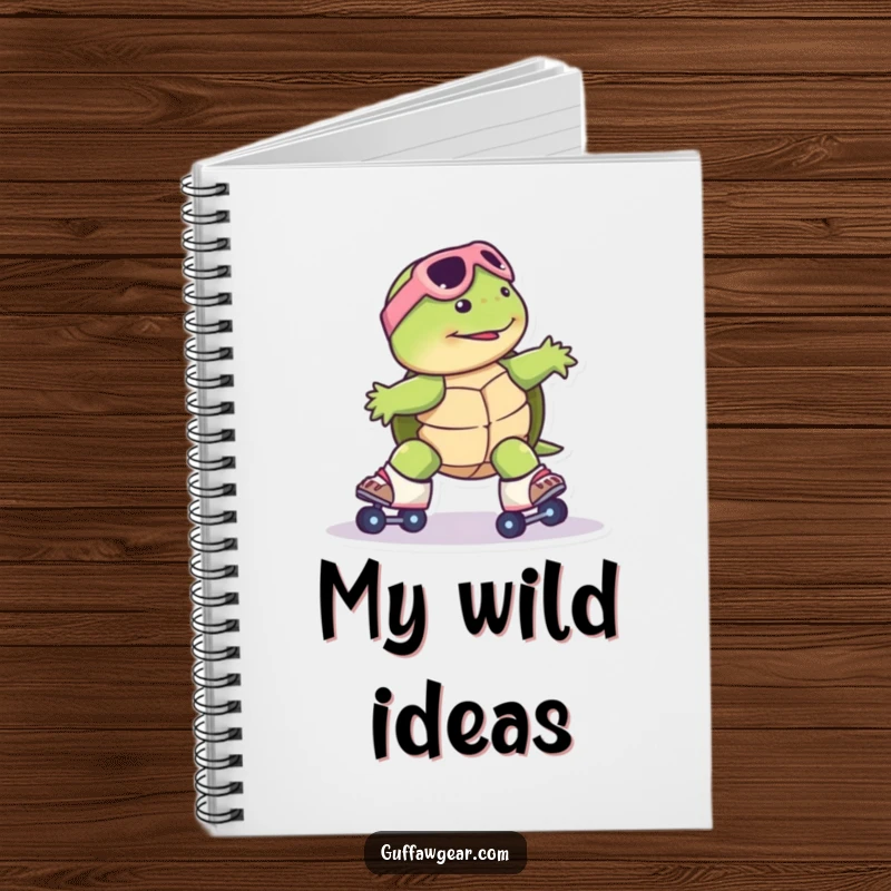 Funny Turtle Roller Skate Notebook: A turtle comically slides uncontrollably on roller skates, inspiring funny thoughts and journaling.