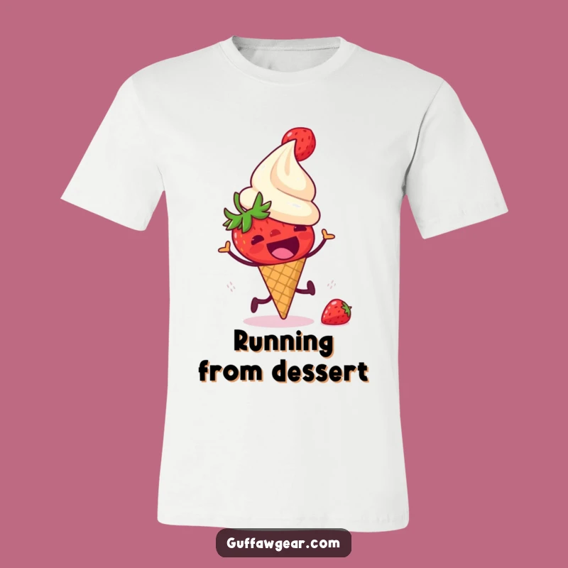 Funny Strawberry Running Ice Cream T-Shirt: Comical Fruit & Dessert Tee