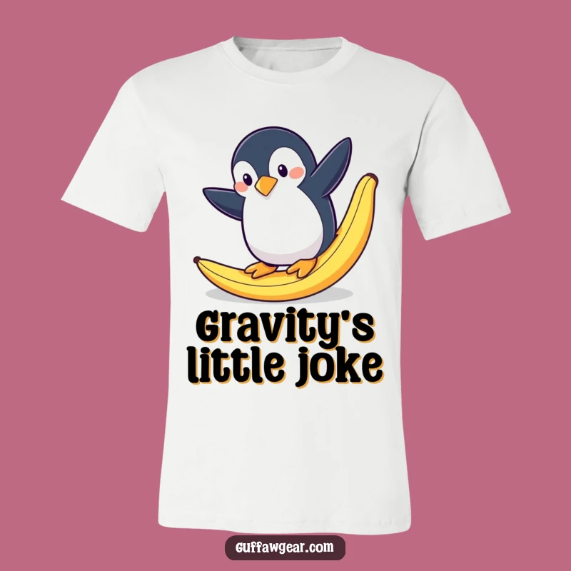 Funny Penguin Banana Slip T-Shirt: Dramatic Tumble, Hilarious Ice Humor Gift