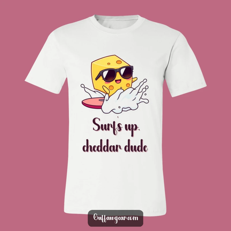 Funny Kawaii Cheese Surfing Tee: Hilarious Beach Vibe T-Shirt Gift