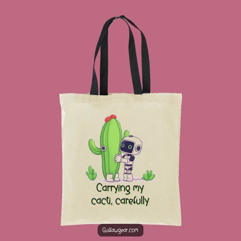 Funny Robot Cactus Hug Tote Bag - Carry Laughs Everywhere You Go