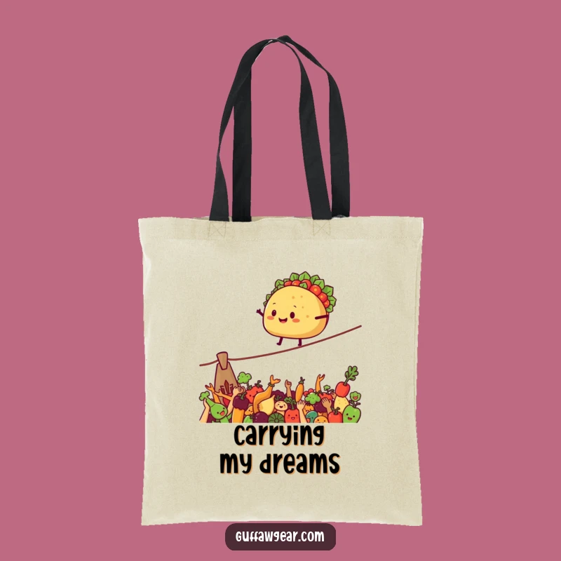Funny Taco Tightrope Tote Bag - Comical Foodie Canvas Bag Gift for Shoppers