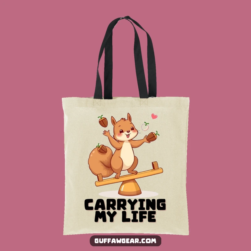 Funny Squirrel Juggling Tote Bag: Acorn Balance Champion, Carry Your Essentials