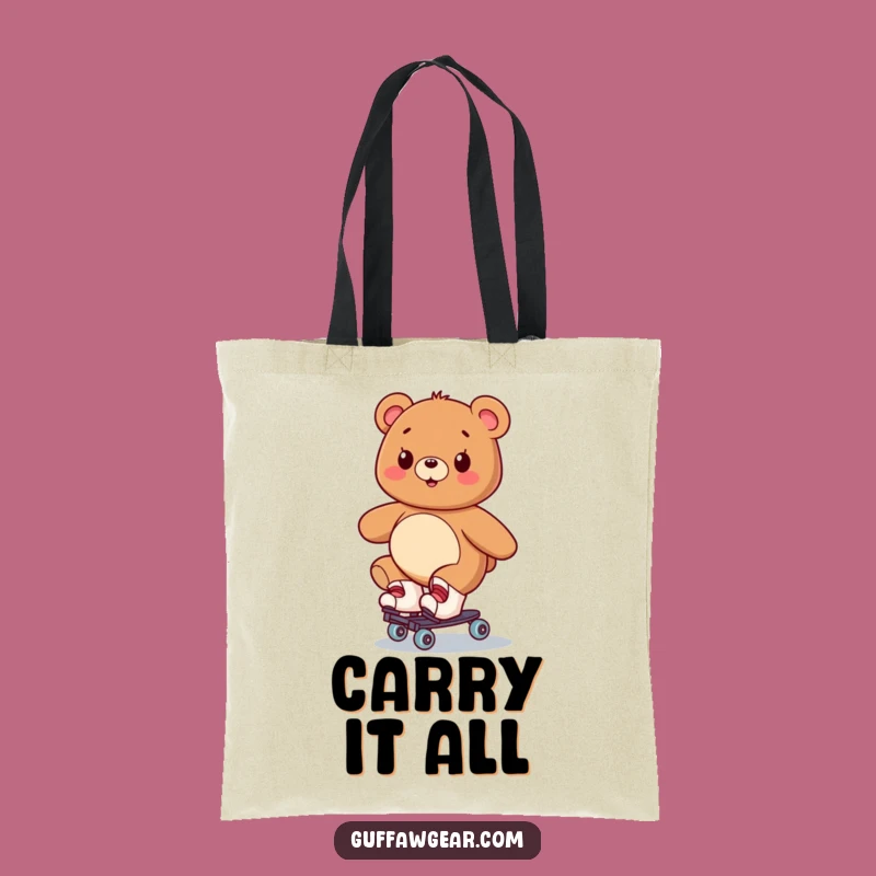 Funny Bear Roller Skate Tote Bag: Wobbly Style, Carry Your Fun