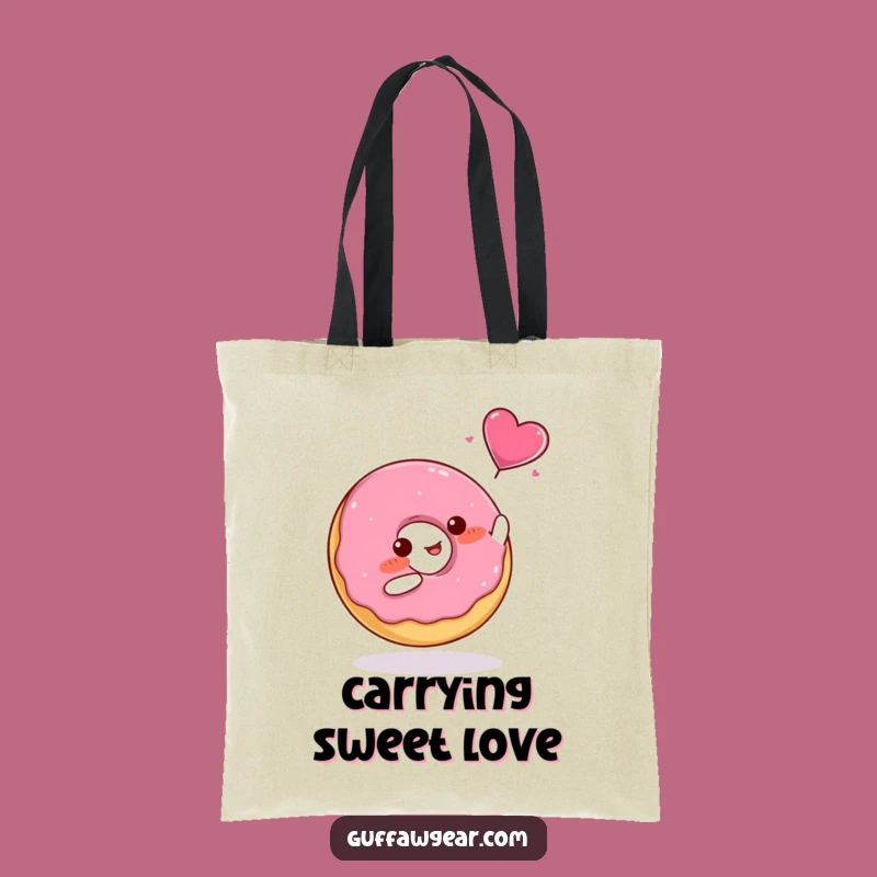 Funny Donut Heart Catch Tote Bag - Cute Canvas Bag Gift for Shoppers