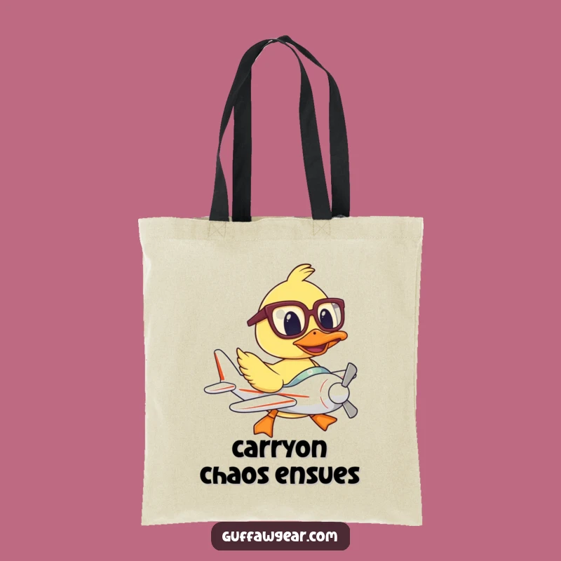 Funny Duck Pilot Tote Bag: Oversized Glasses Struggle, Carry Your Laughs in Style