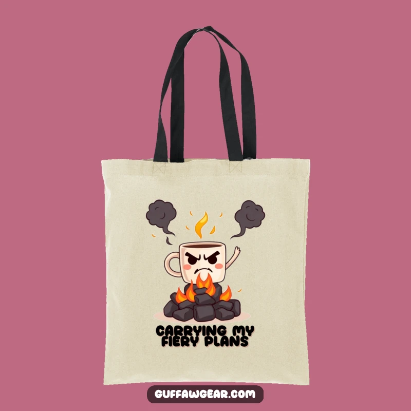 Funny Grumpy Mug Juggling Coals Tote Bag - Carry Your Fire