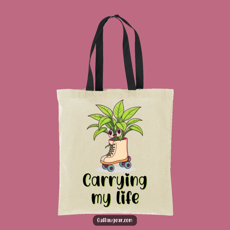 Funny Roller Skating Plant Tote Bag: Carry Your Humor with Green Style!