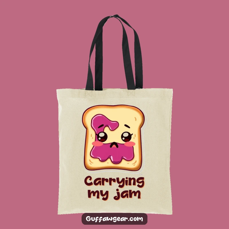 Funny Startled Toast Jam Tote Bag - Hilarious Cartoon Grocery Accessory